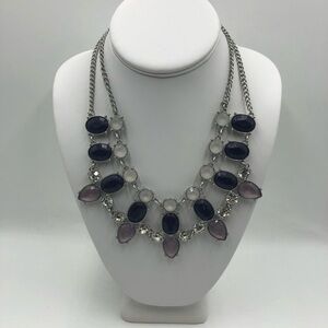 Lia Sophia Women's Chunky Link Statement Necklace Purple Rhinestone Fashion
